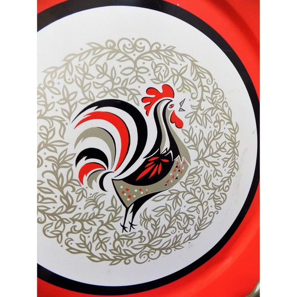 Vintage Metal Rooster Platter Country Kitchen Decor Chicken Hen Tray - Picture 4 of 5